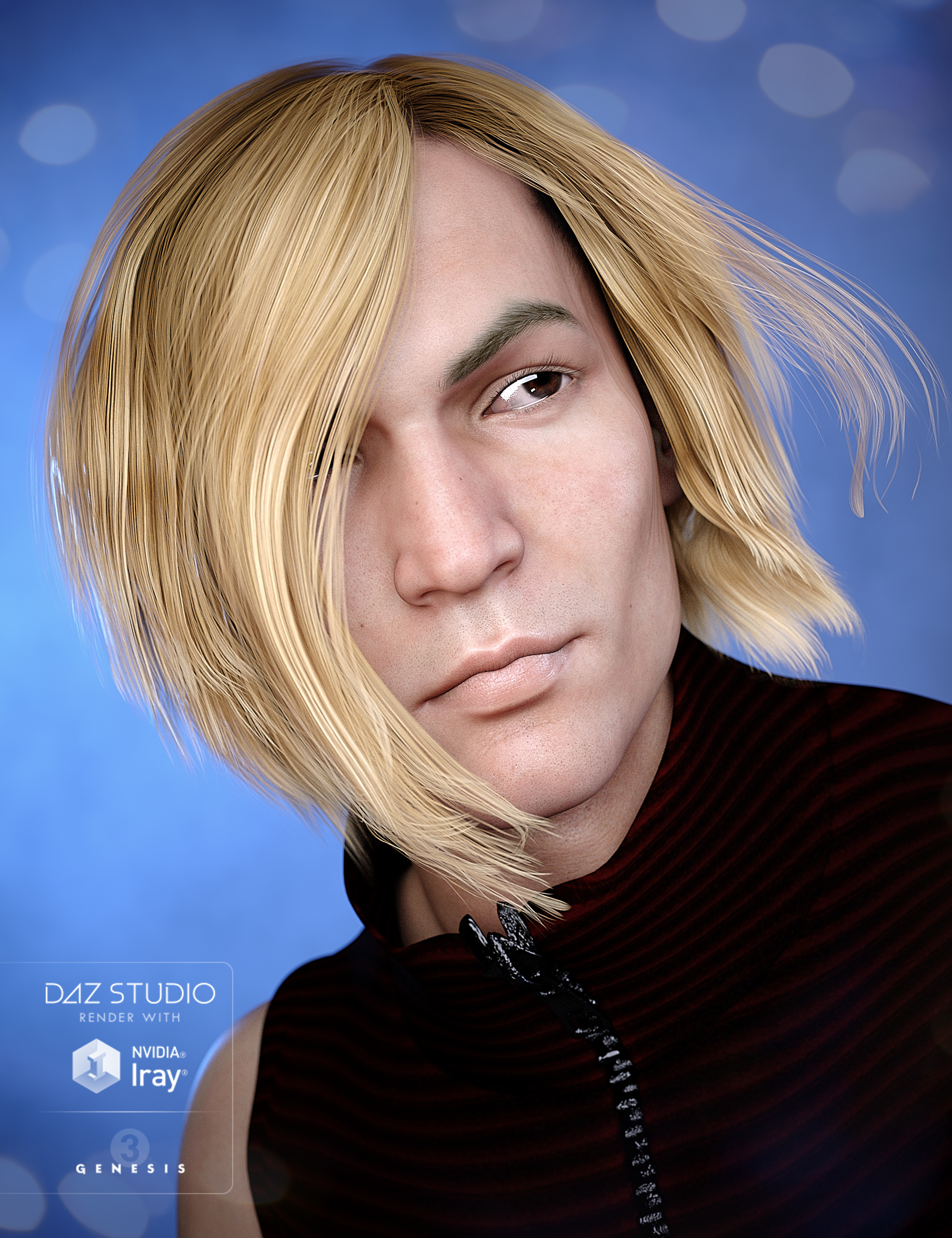 Aaron Hair for Genesis 3 Male(s) by: goldtassel, 3D Models by Daz 3D