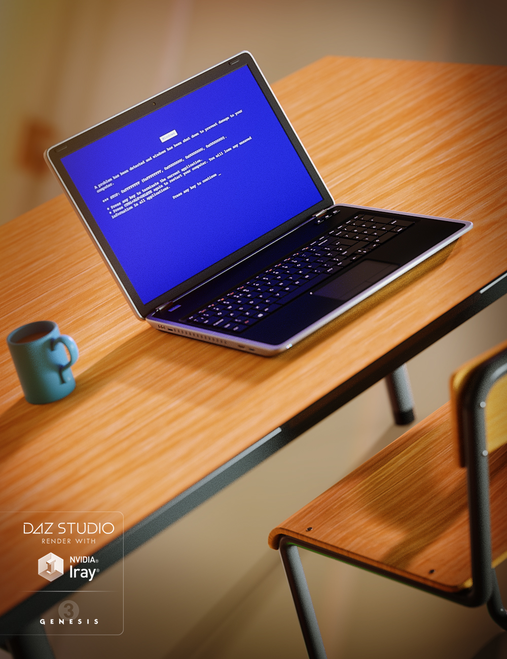 Laptop and Table Set by: Predatron, 3D Models by Daz 3D