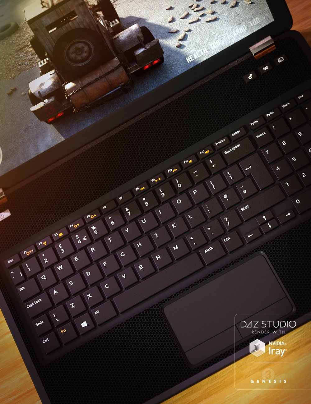 Laptop and Table Set Laptop and Table Set by: Predatron, 3D Models by Daz 3D