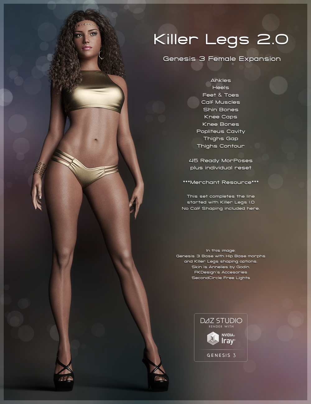 Killer Legs 2.0 Morphs for Genesis 3 Female(s) (Expansion) by: , 3D Models by Daz 3D
