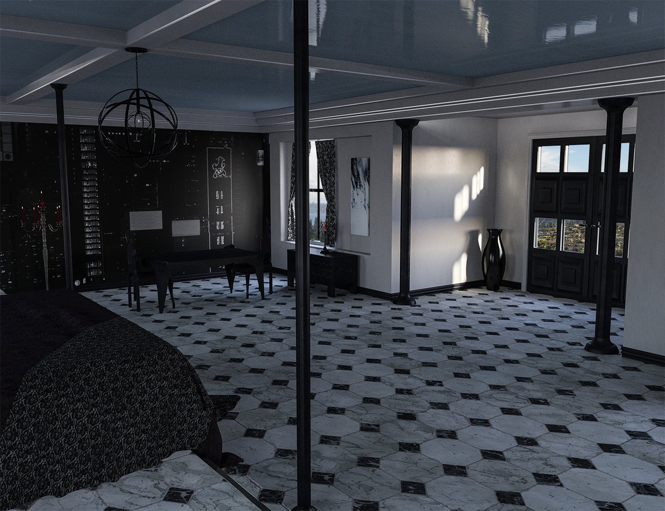 Modern Gothic Bedroom by: PAN Studios, 3D Models by Daz 3D