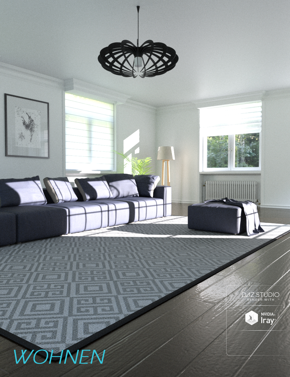 Wohnen Living Room by: Human, 3D Models by Daz 3D