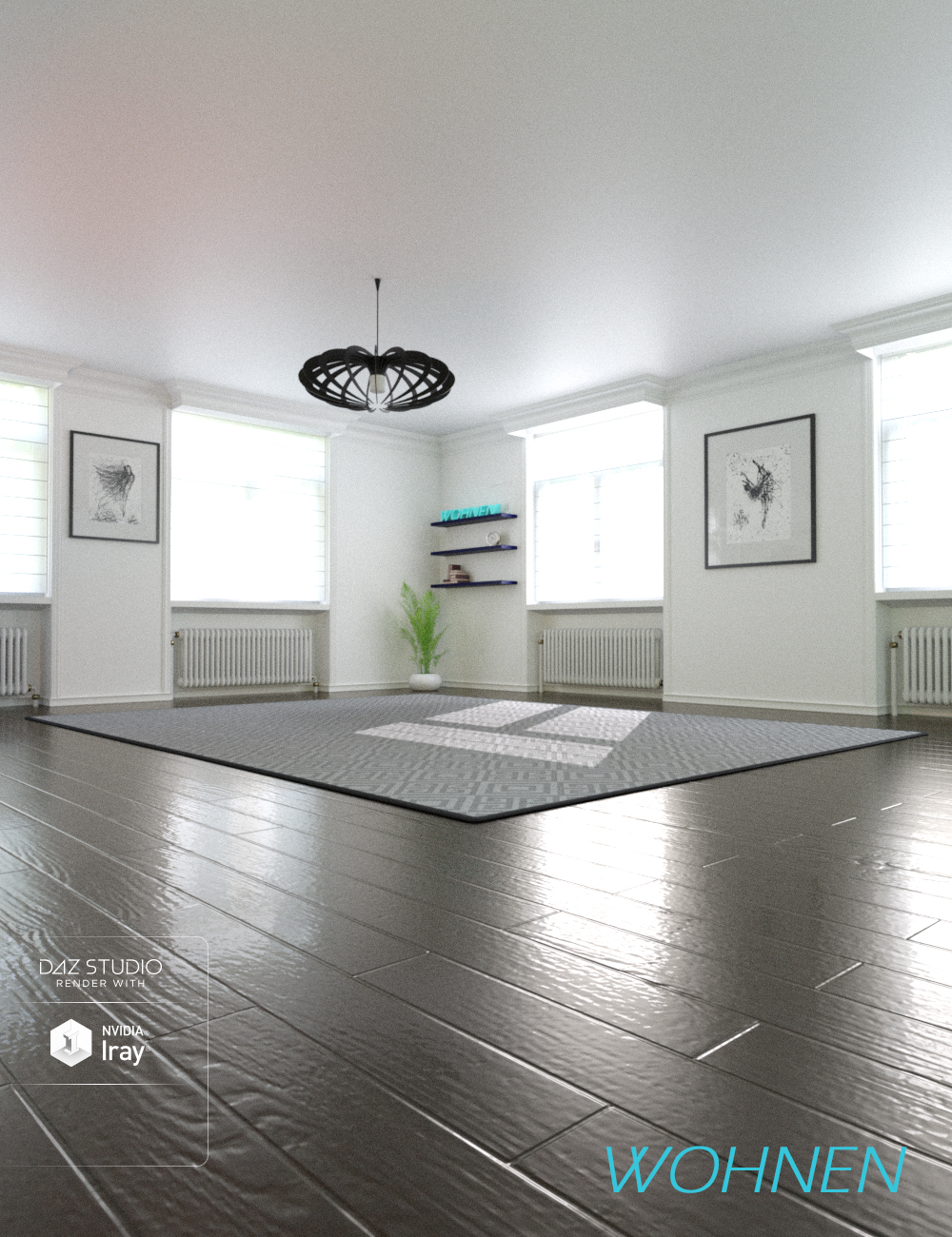 Wohnen Living Room Wohnen Living Room by: Human, 3D Models by Daz 3D