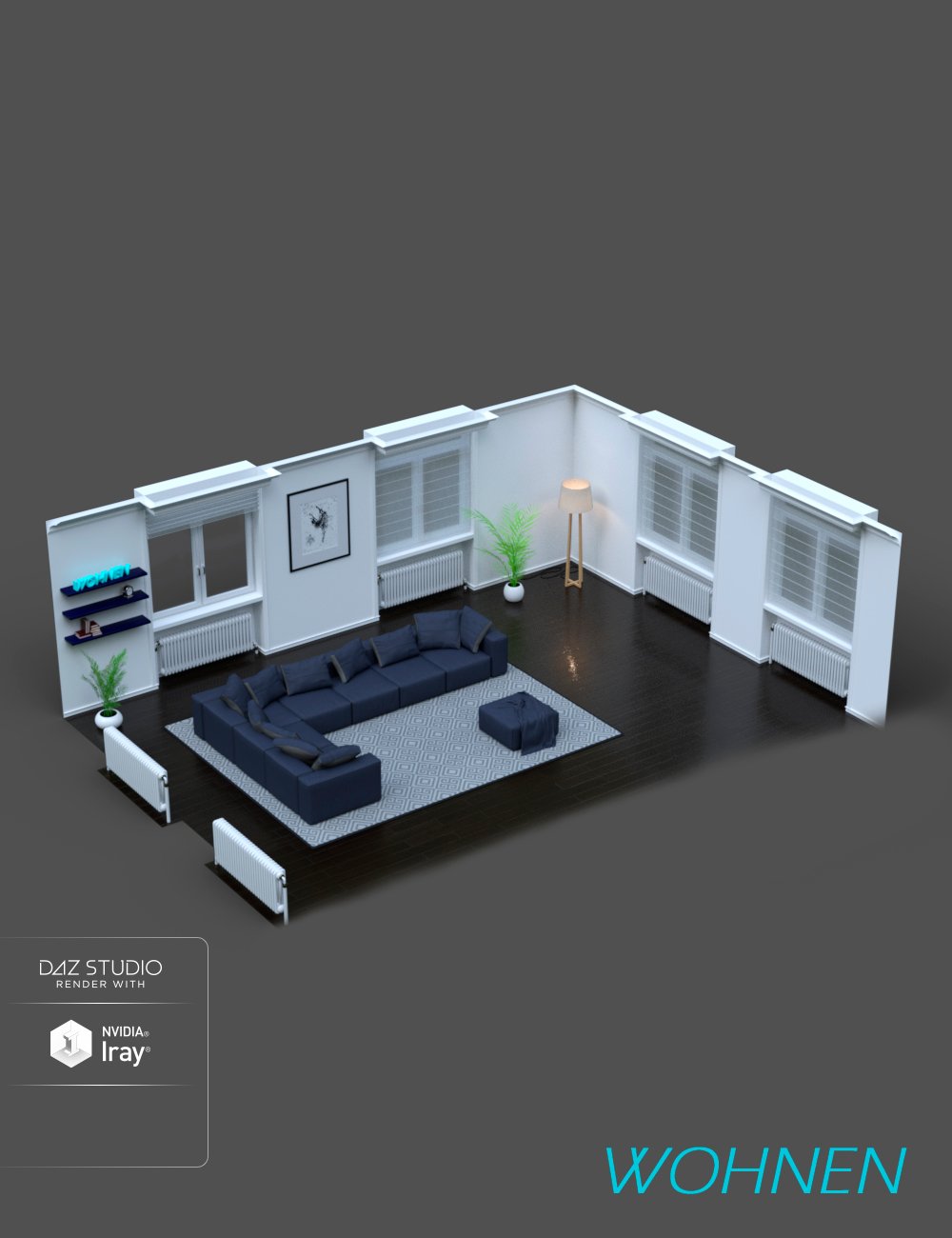 Wohnen Living Room by: Human, 3D Models by Daz 3D