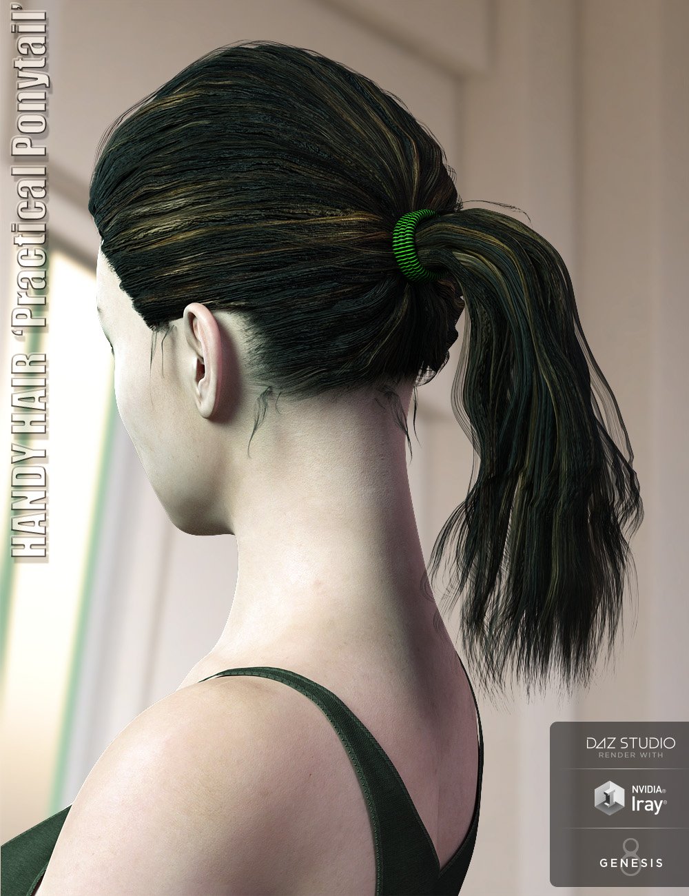 Handy Hair Practical Ponytail for Genesis 3 & 8 Female(s) by: ForbiddenWhispersFeralFey, 3D Models by Daz 3D