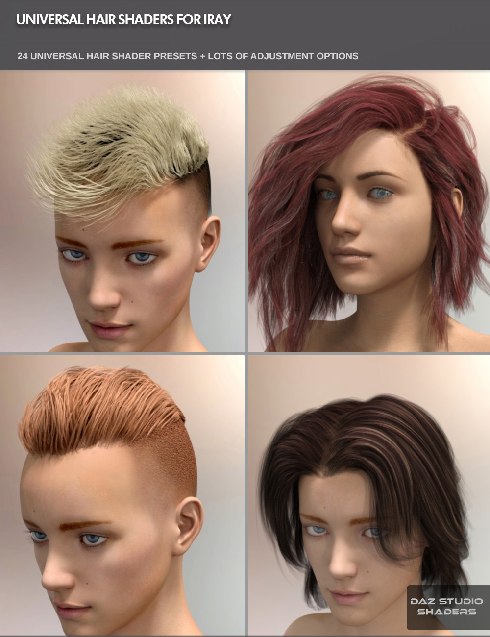 Universal Hair Shader for Iray by: SF-Design, 3D Models by Daz 3D