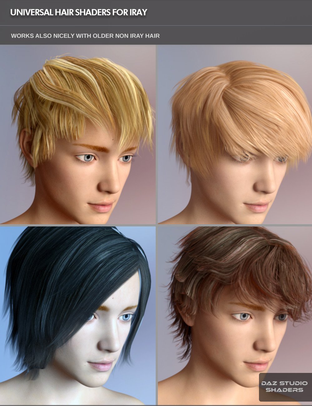 Universal Hair Shader for Iray by: SF-Design, 3D Models by Daz 3D