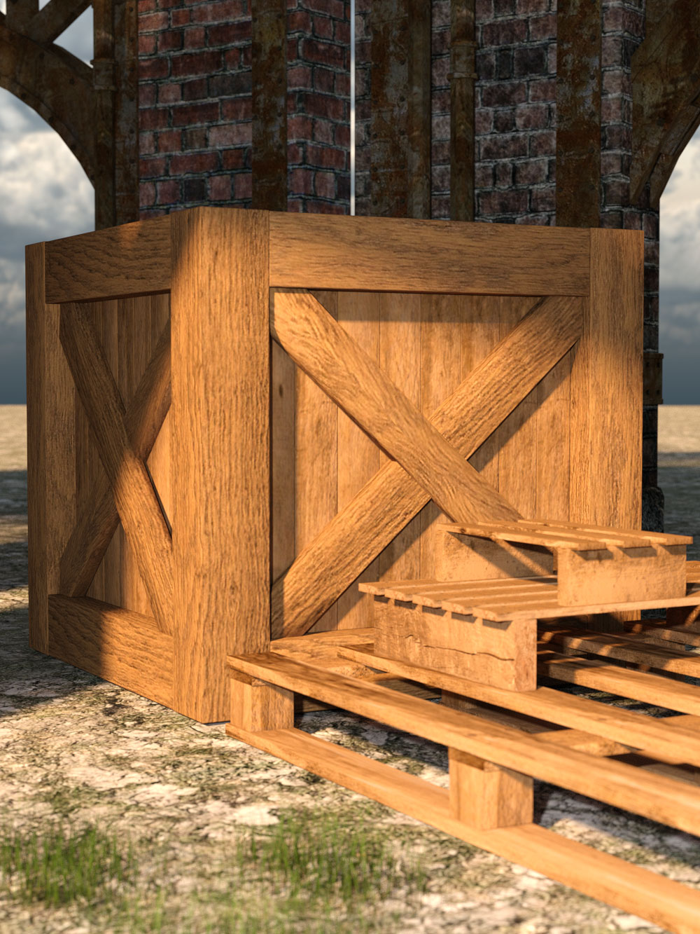 RW Wooden Boxes and Palettes by: Renderwelten, 3D Models by Daz 3D