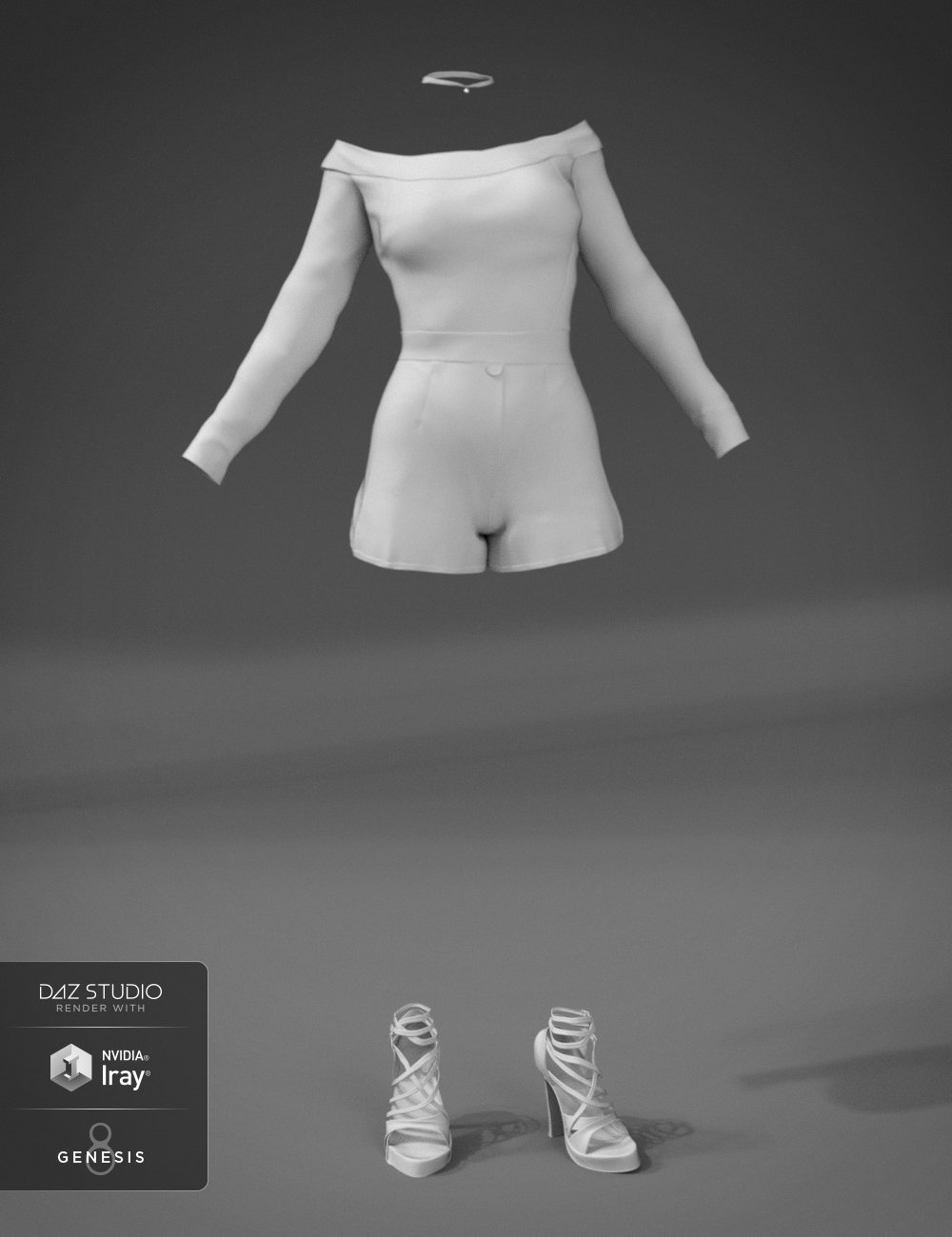 Off the Shoulder Romper for Genesis 8 Female(s) by: Anna BenjaminBarbara Brundon, 3D Models by Daz 3D