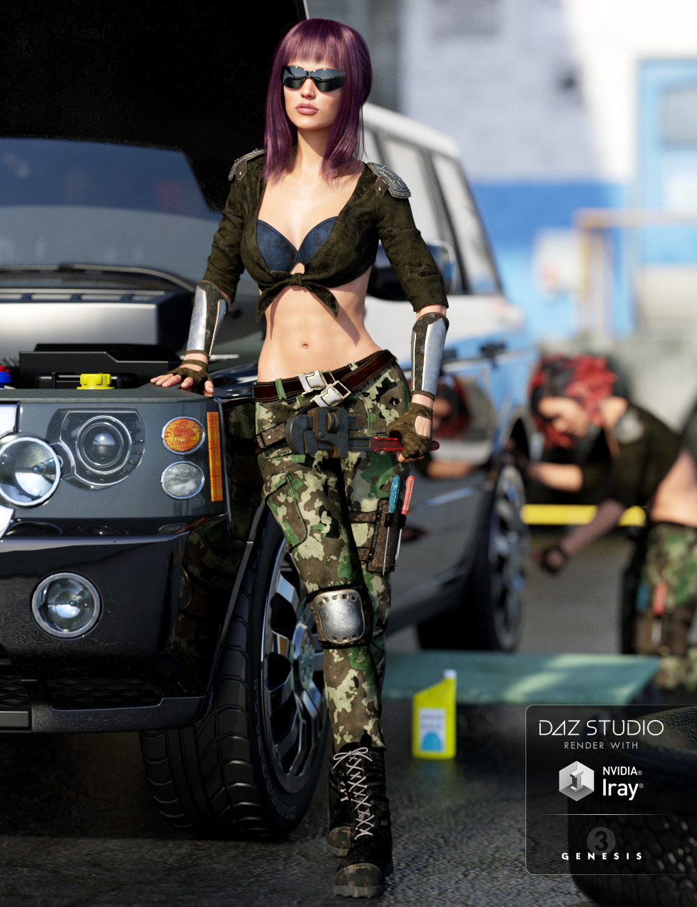 The Mechanic Outfit for Genesis 3 Female(s) by: Anna BenjaminBarbara BrundonUmblefugly, 3D Models by Daz 3D