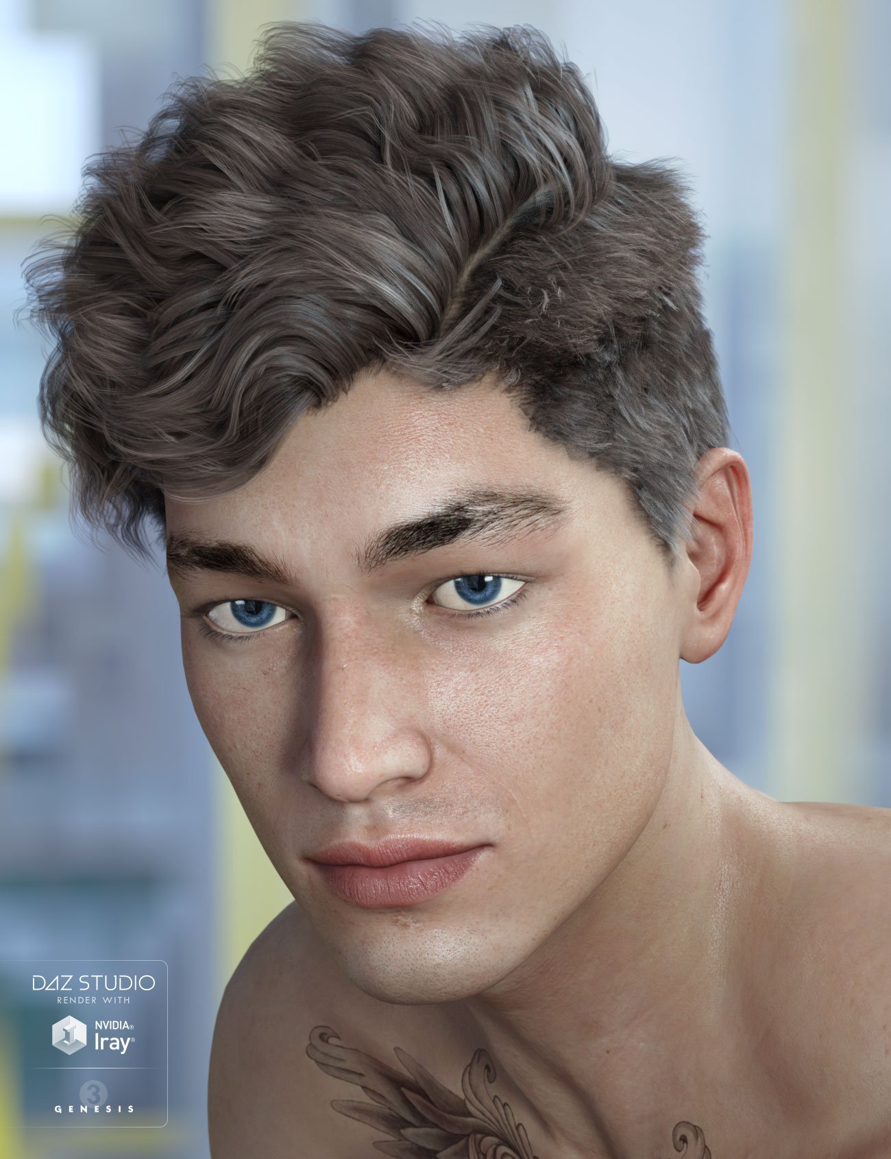 Morley Hair for Genesis 3 & 8 Male(s) | Daz 3D