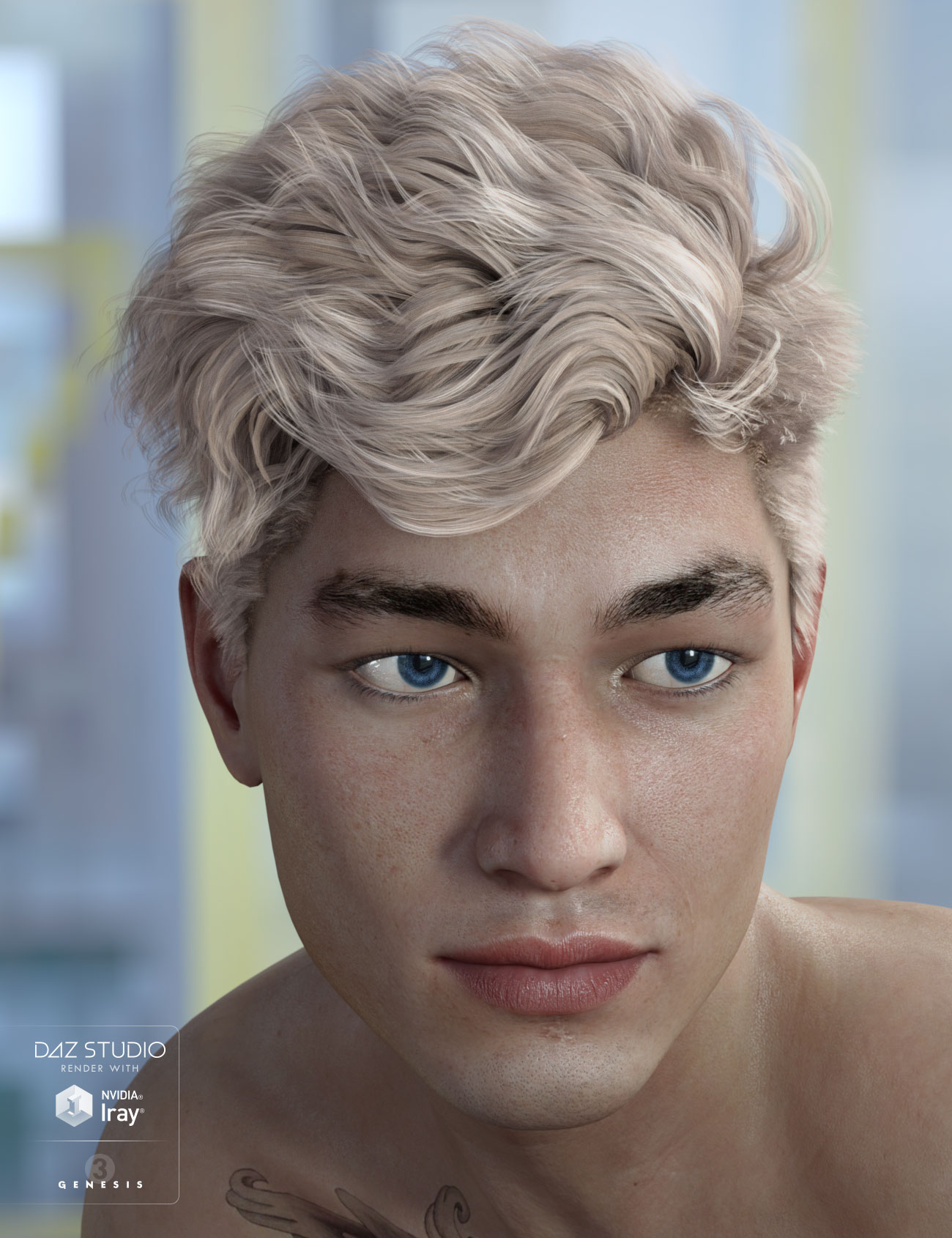 Morley Hair for Genesis 3 & 8 Male(s) Daz 3D