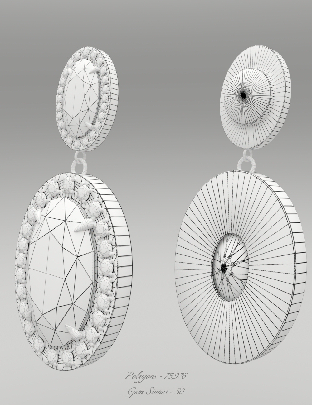 Jeweled Excellence Earrings 1 for Genesis 2, 3 and 8 Female(s) by: Mattymanx, 3D Models by Daz 3D
