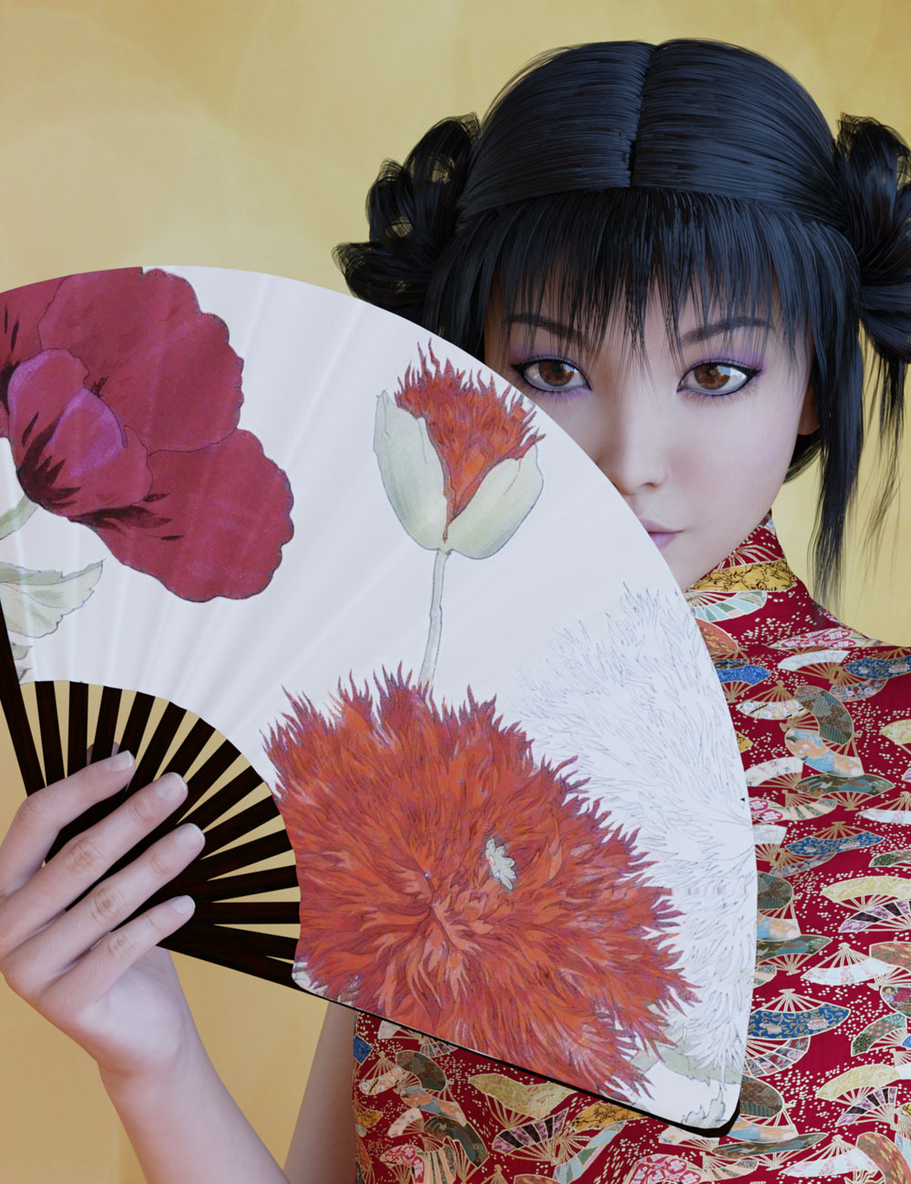 Oriental Umbrella and Fans by: Prae, 3D Models by Daz 3D