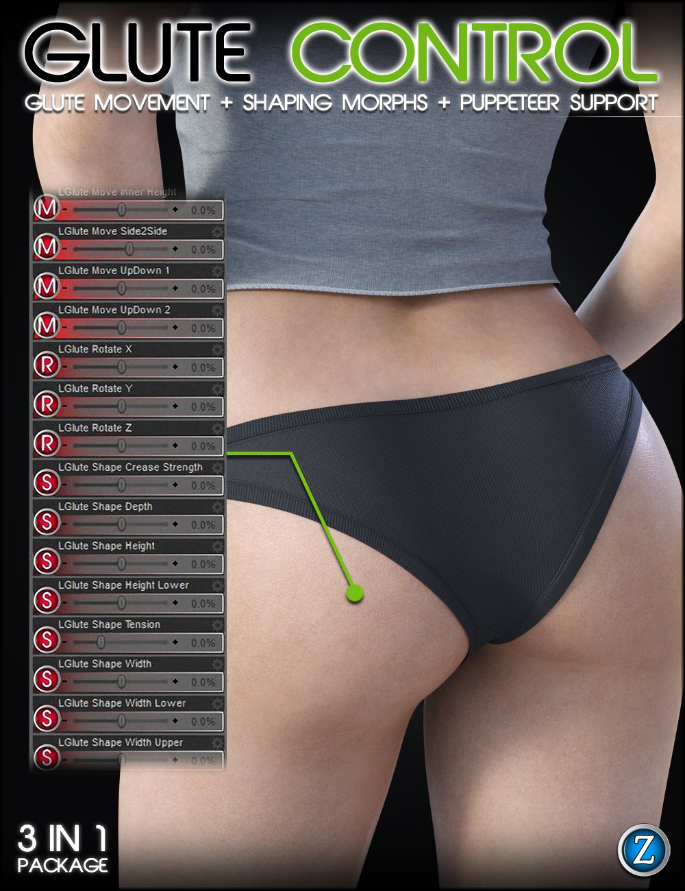 Glute Control for Genesis 8 Female(s) by: Zev0, 3D Models by Daz 3D