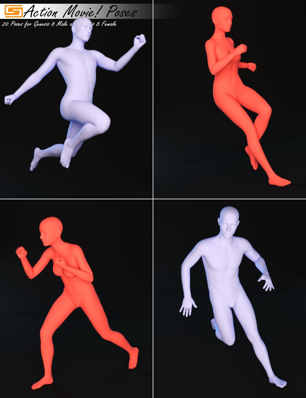 Action Movie! - Poses for Genesis 8 Male and Genesis 8 Female Action Movie! - Poses for Genesis 8 Male and Genesis 8 Female by: Sedor, 3D Models by Daz 3D
