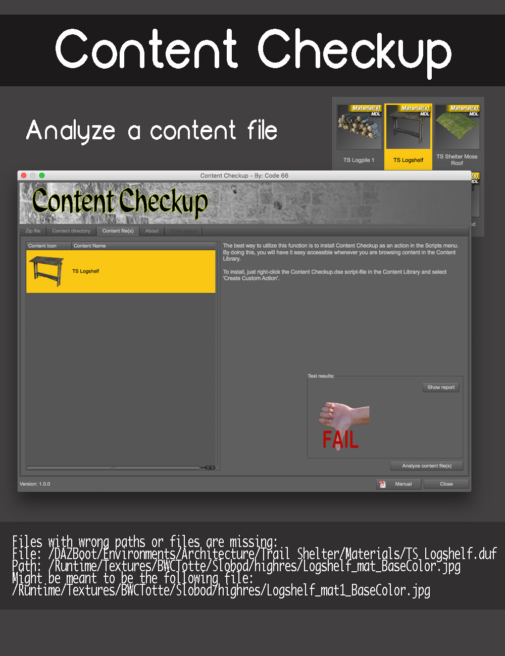 Content Checkup by: Code 66, 3D Models by Daz 3D