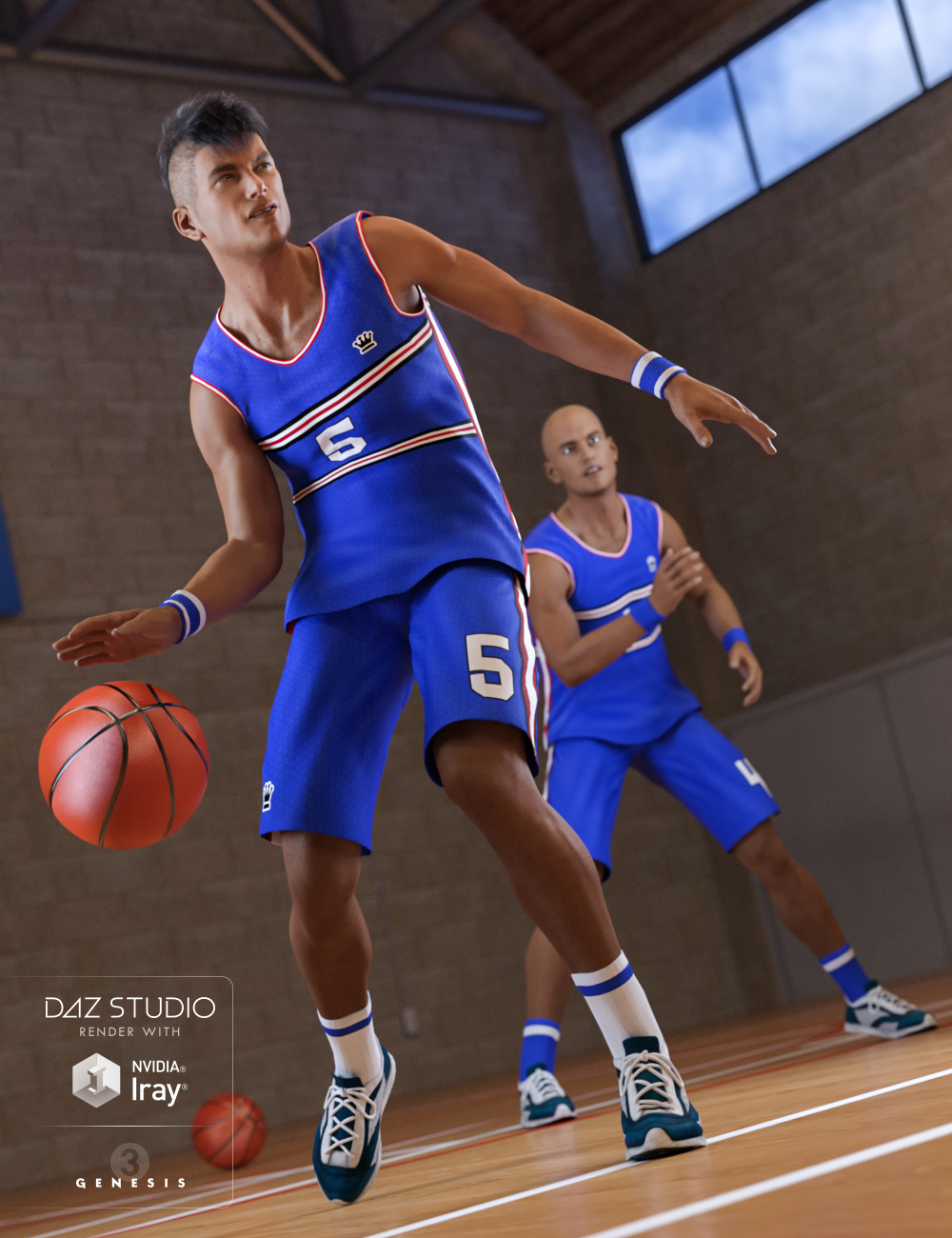Basketball Kit for Genesis 3 Male(s) by: Predatron, 3D Models by Daz 3D