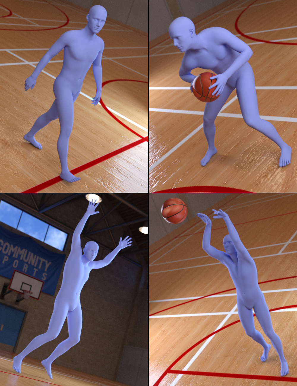 Basketball Poses for Genesis 3 Males by: Predatron, 3D Models by Daz 3D
