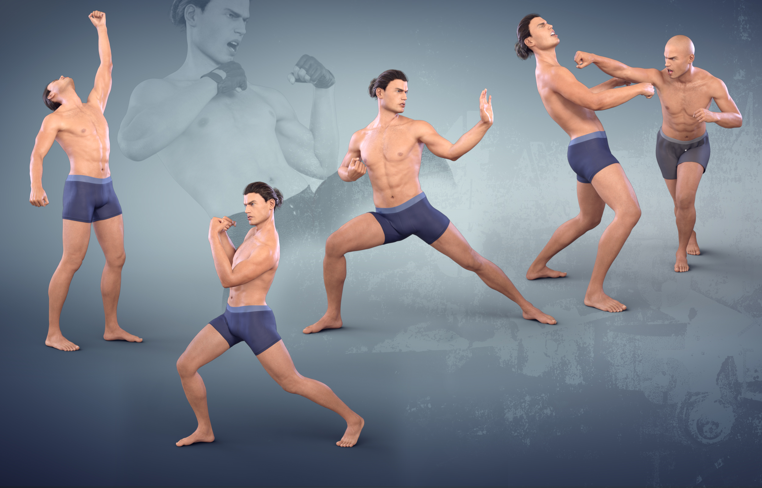 Z Body Combat - Poses for Genesis 8 Male and Michael 8 by: Zeddicuss, 3D Models by Daz 3D