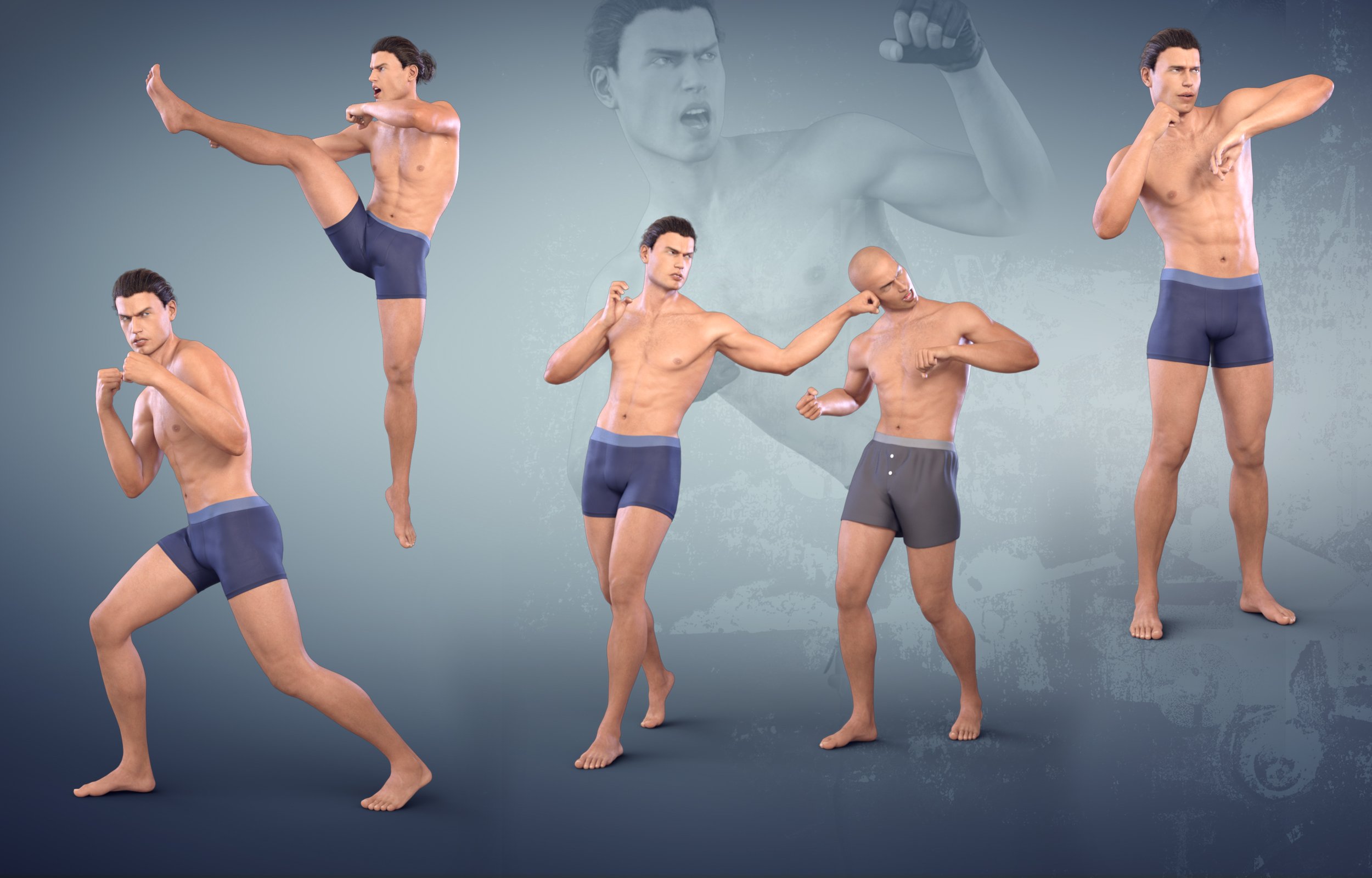 Z Body Combat - Poses for Genesis 8 Male and Michael 8 by: Zeddicuss, 3D Models by Daz 3D
