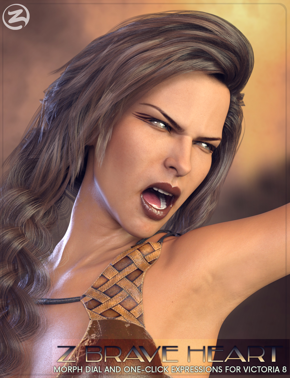 Z Brave Heart - Dialable and One-Click Expressions for Victoria 8 by: Zeddicuss, 3D Models by Daz 3D
