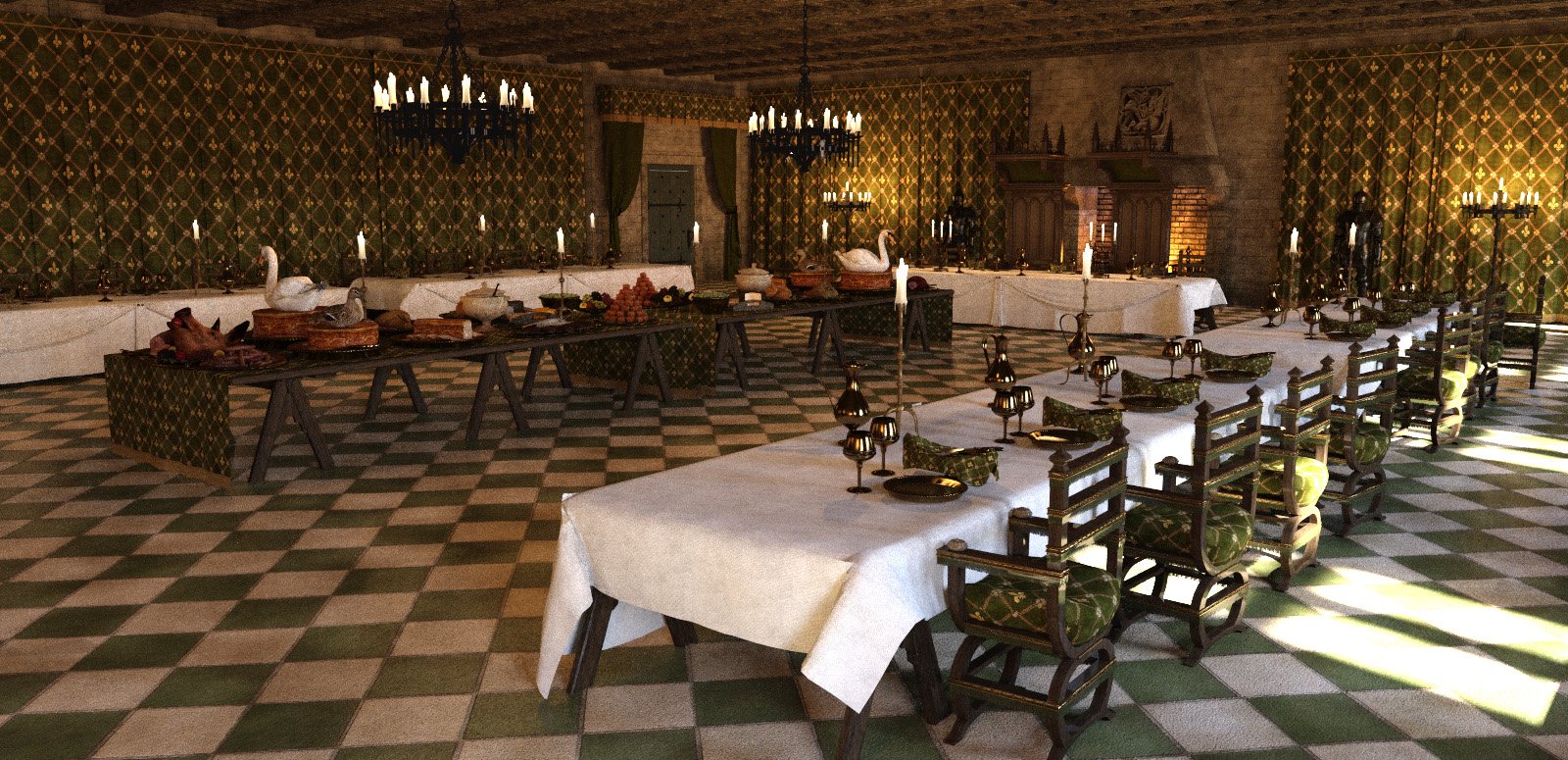 MICK-Banquet Hall by: Faveral, 3D Models by Daz 3D
