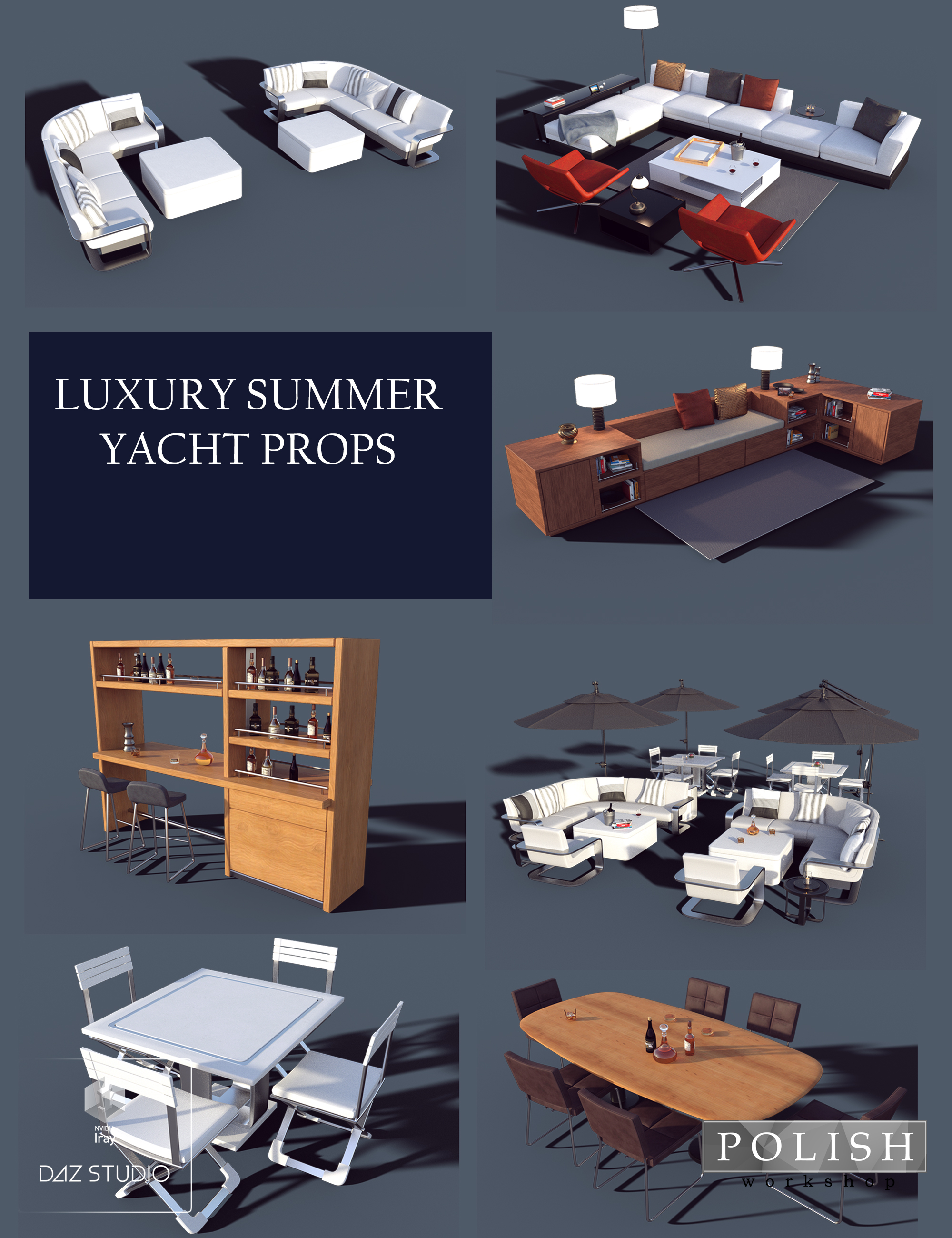 Luxury Summer Yacht Props by: Polish, 3D Models by Daz 3D
