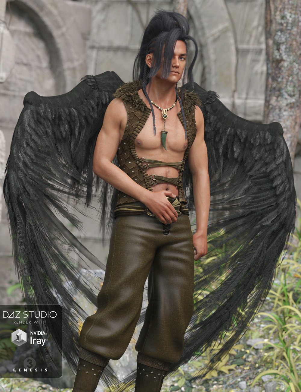 Morning Star Wings for Genesis 3 and Genesis 8 Male(s) by: Anna BenjaminMada, 3D Models by Daz 3D