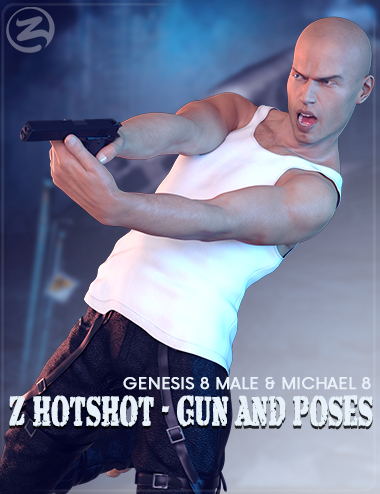 Z Hotshot - Gun and Poses for Genesis 8 Male & Michael 8 by: Zeddicuss, 3D Models by Daz 3D