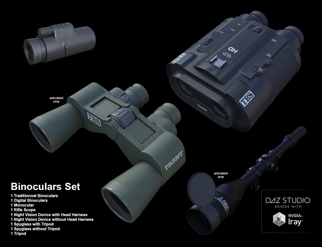 Binoculars Set by: ile-avalon, 3D Models by Daz 3D