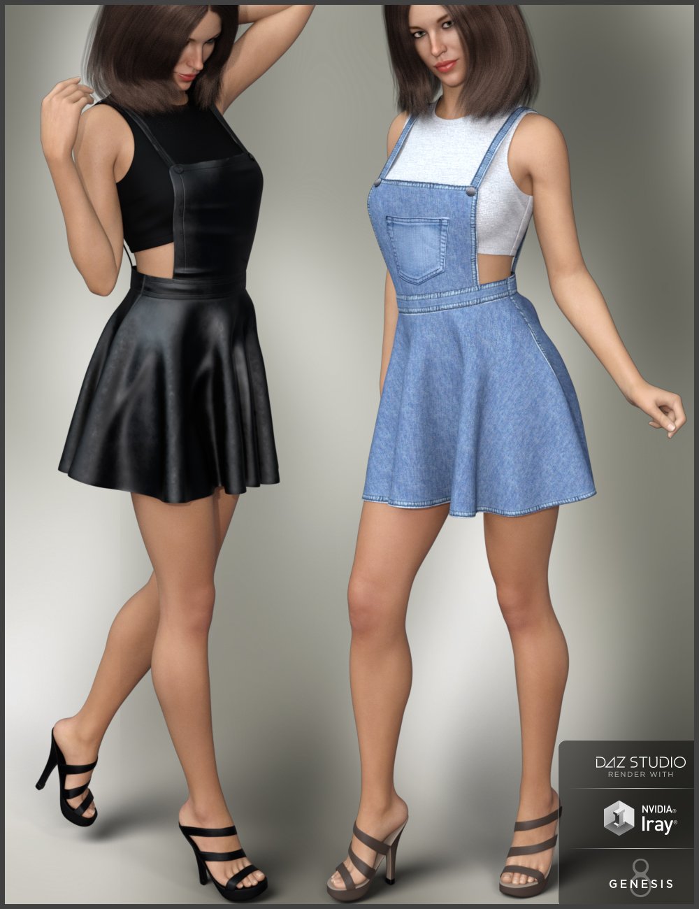 Overall Dress Outfit for Genesis 8 Female(s) by: Nikisatez, 3D Models by Daz 3D