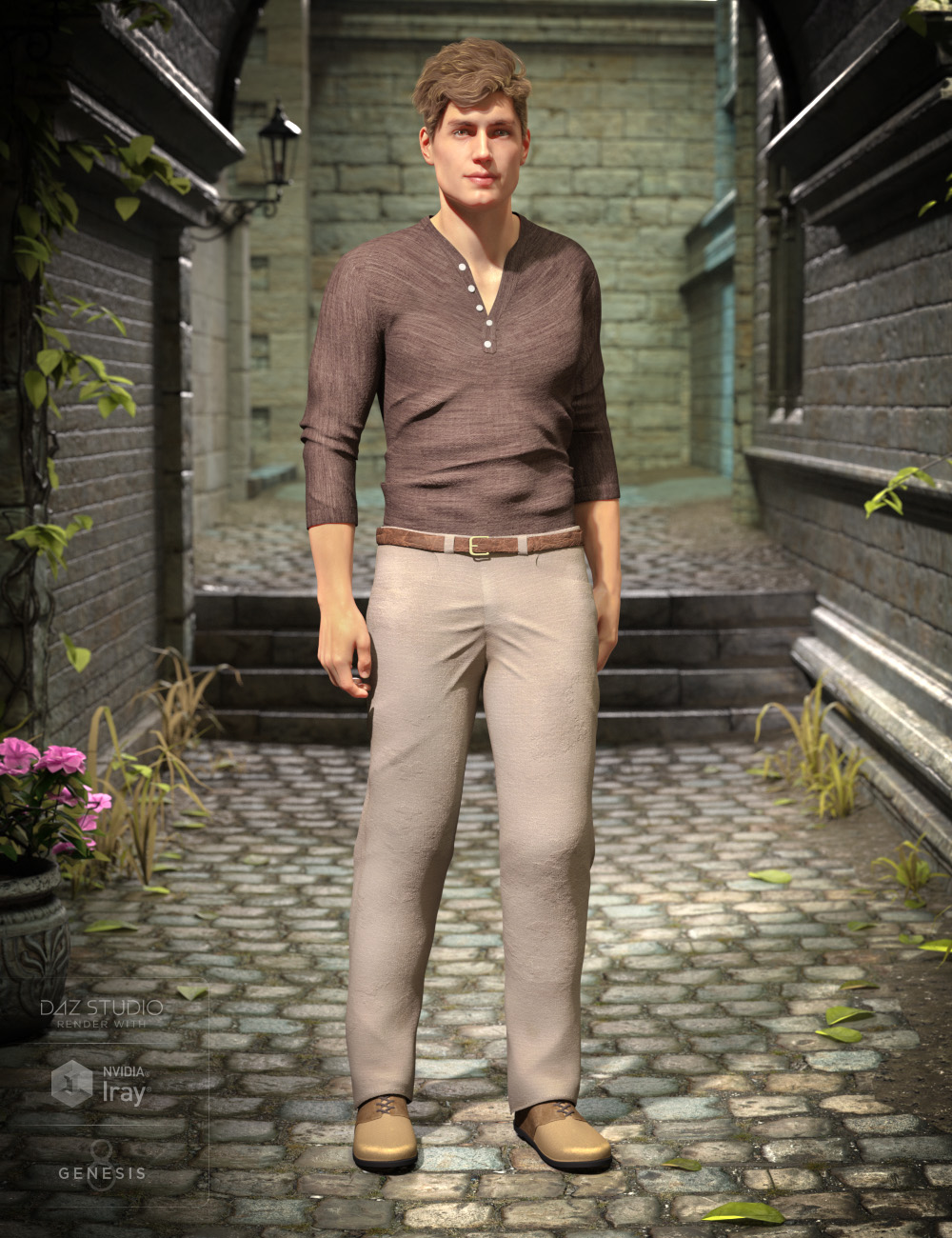 Henley Shirt and Jeans Outfit Textures by: Mely3D, 3D Models by Daz 3D