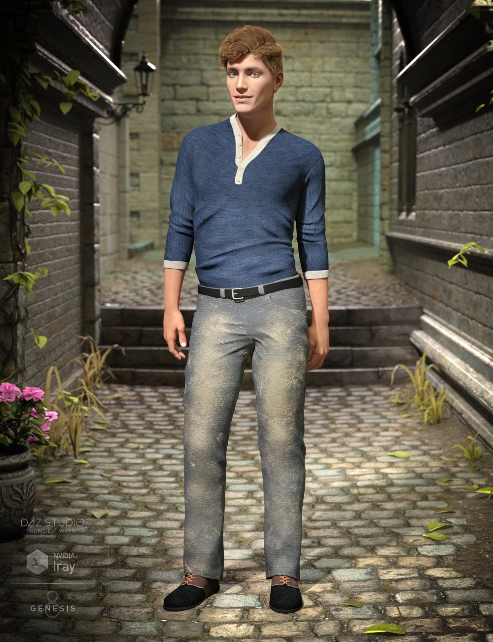 Henley Shirt and Jeans Outfit Textures by: Mely3D, 3D Models by Daz 3D