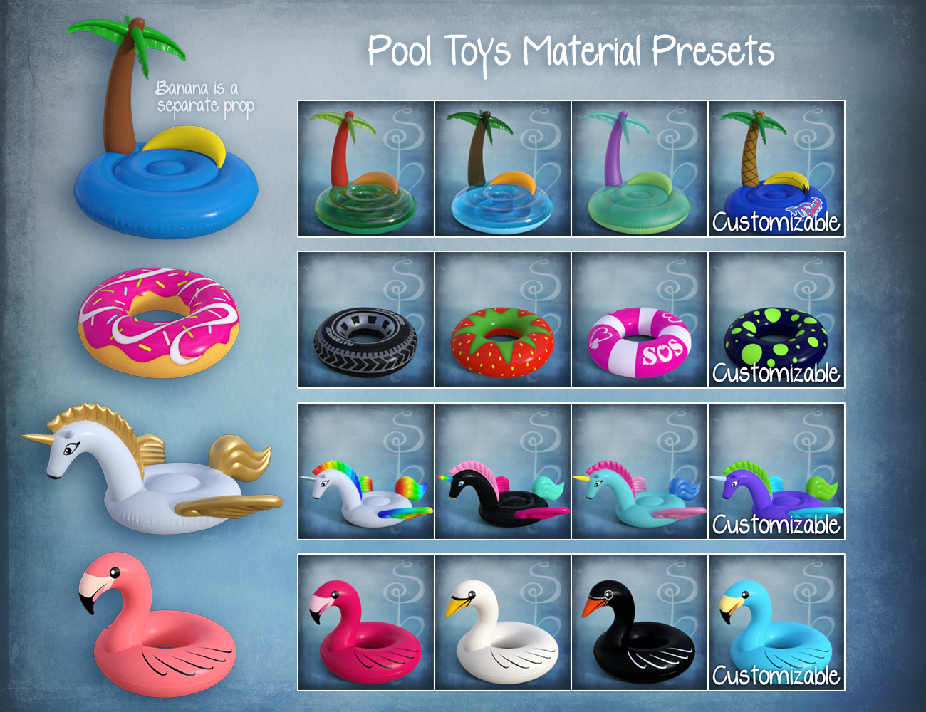 Inflatable Pool Toys & Poses for Genesis 3 and 8 | Daz 3D