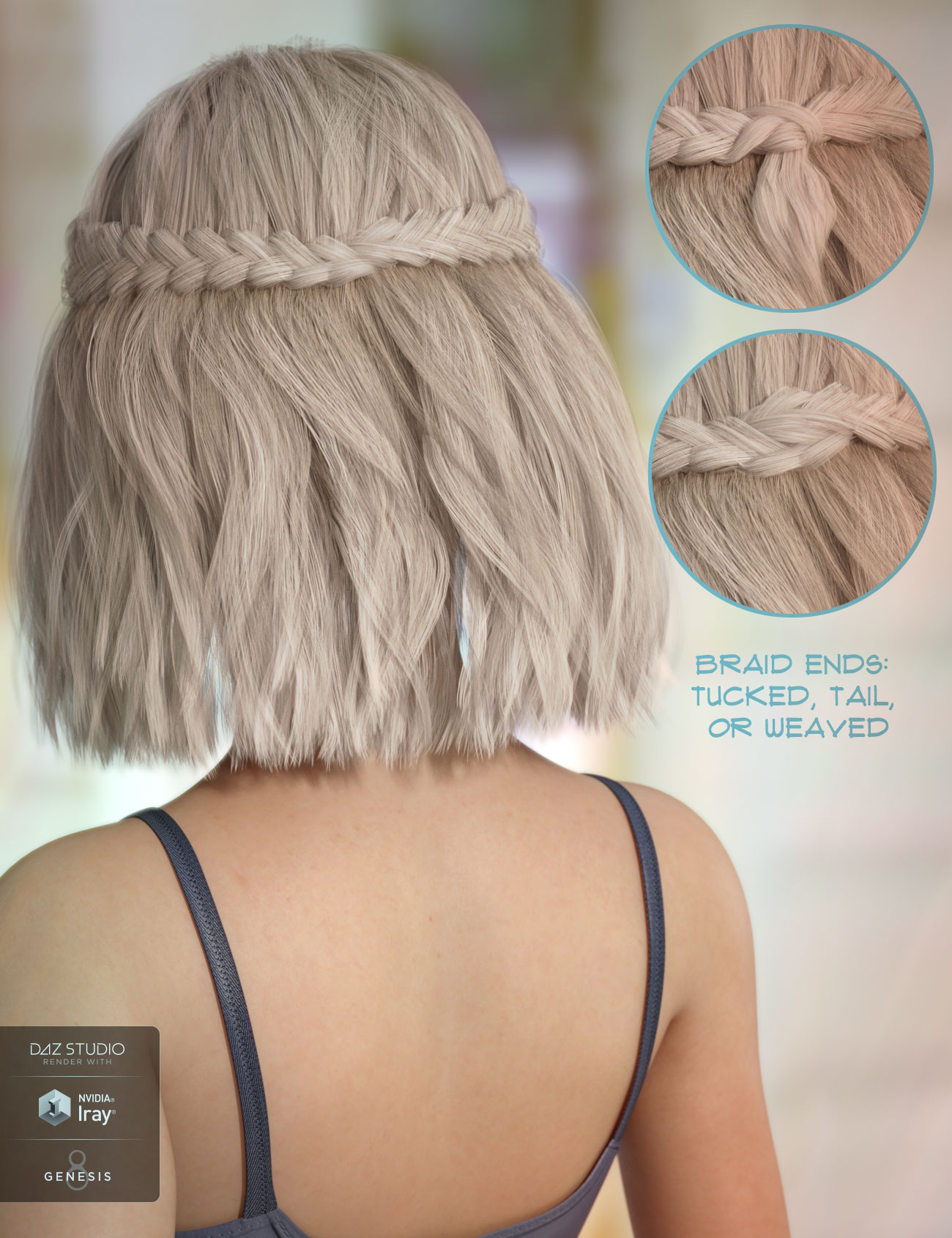 Jocelyn Hair for Genesis 3 & 8 Female(s) by: AprilYSH, 3D Models by Daz 3D