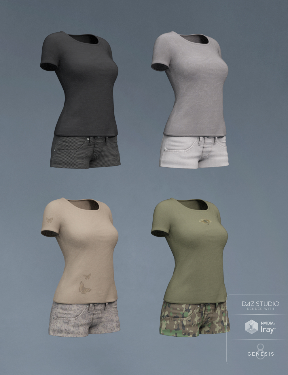 Sunny Shorts Outfit for Genesis 8 Female(s) by: Mada, 3D Models by Daz 3D
