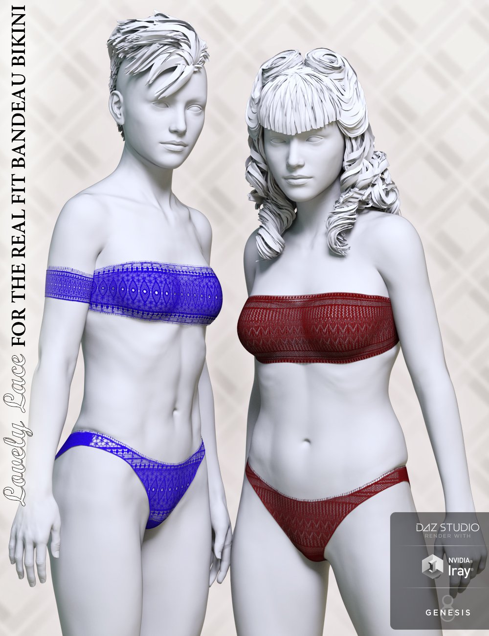 Lovely Lace for the Real Fit Bandeau Bikini Lovely Lace for the Real Fit Bandeau Bikini by: ForbiddenWhispers, 3D Models by Daz 3D