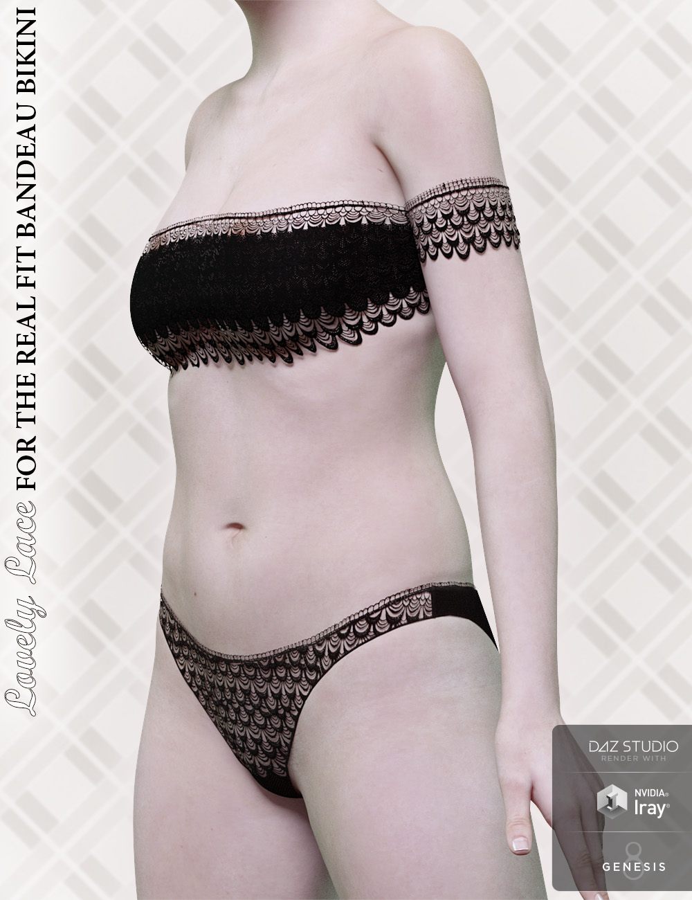 Lovely Lace for the Real Fit Bandeau Bikini by: ForbiddenWhispers, 3D Models by Daz 3D