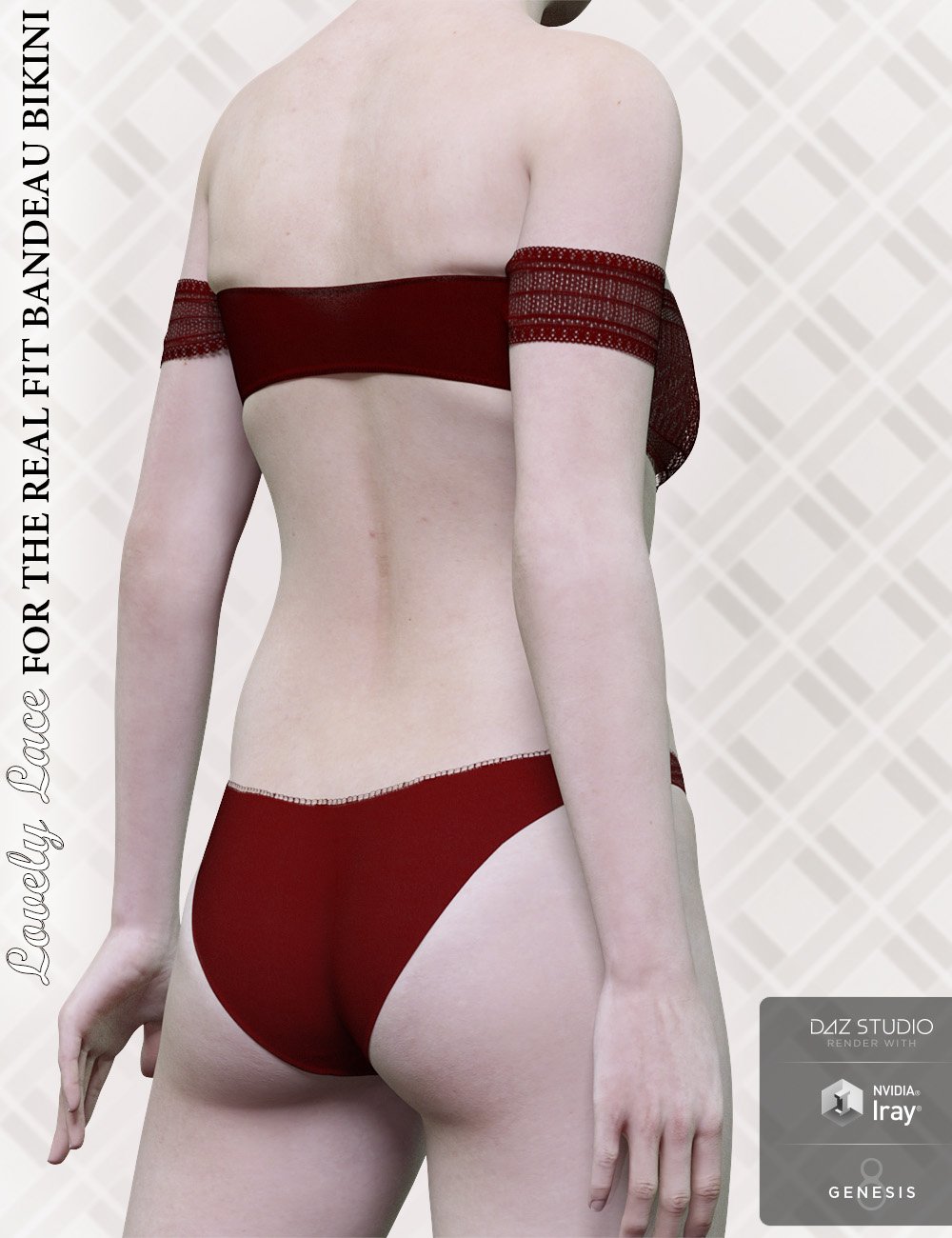 Lovely Lace for the Real Fit Bandeau Bikini Lovely Lace for the Real Fit Bandeau Bikini by: ForbiddenWhispers, 3D Models by Daz 3D