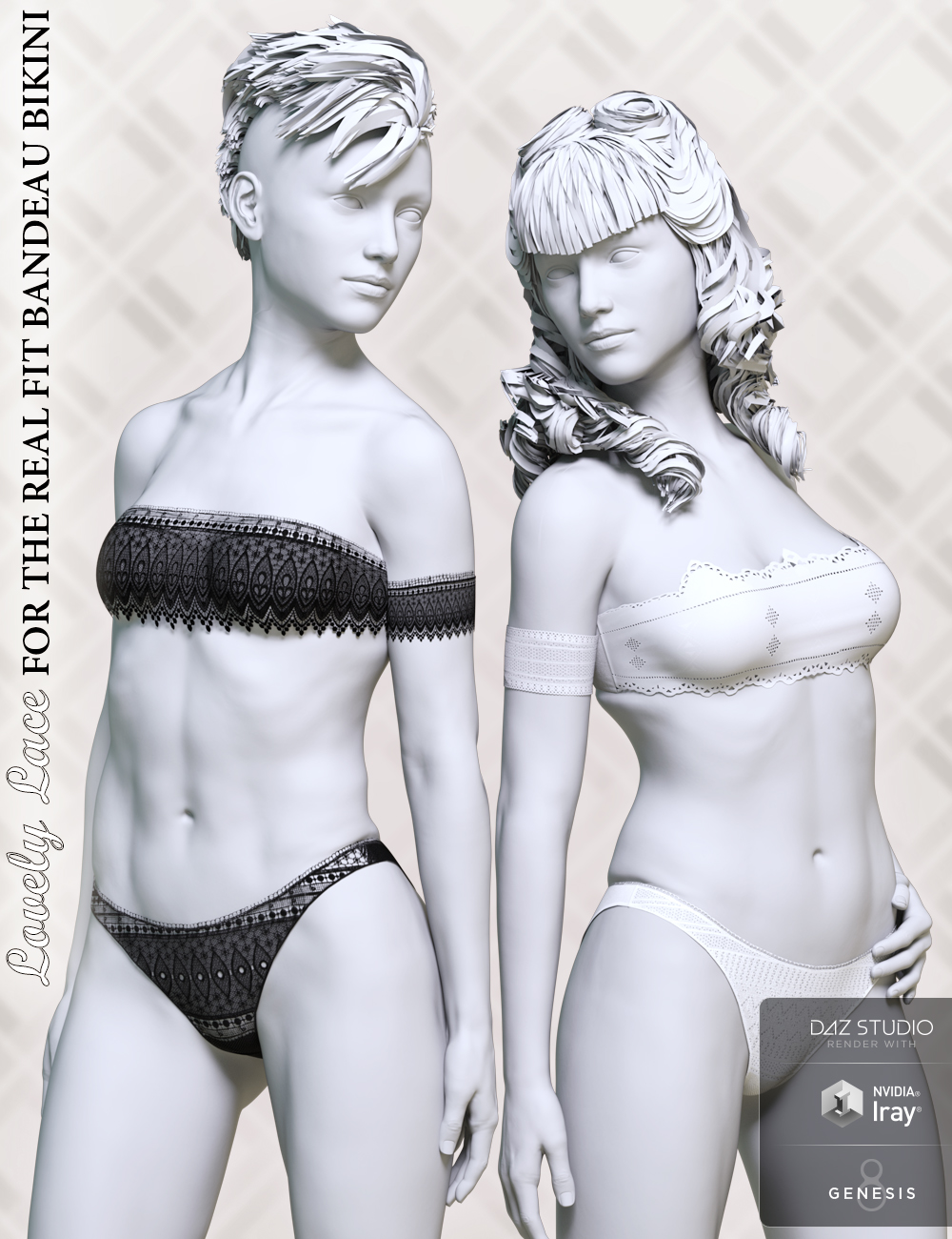 Lovely Lace for the Real Fit Bandeau Bikini by: ForbiddenWhispers, 3D Models by Daz 3D