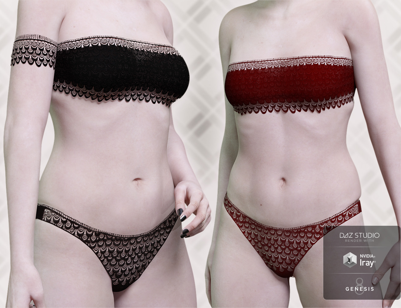Lovely Lace for the Real Fit Bandeau Bikini Lovely Lace for the Real Fit Bandeau Bikini by: ForbiddenWhispers, 3D Models by Daz 3D