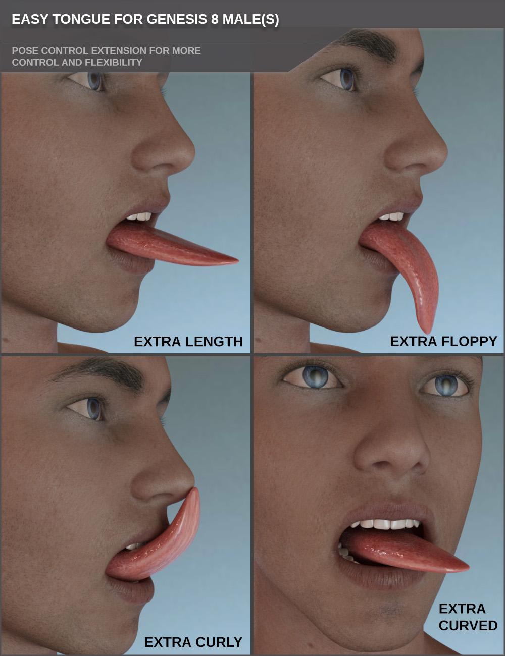 Easy Tongue for Genesis 8 Males by: SF-Design, 3D Models by Daz 3D