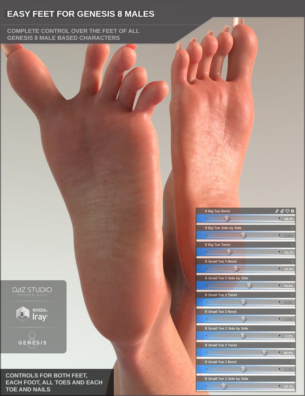 Easy Feet for Genesis 8 Male(s) by: SF-Design, 3D Models by Daz 3D