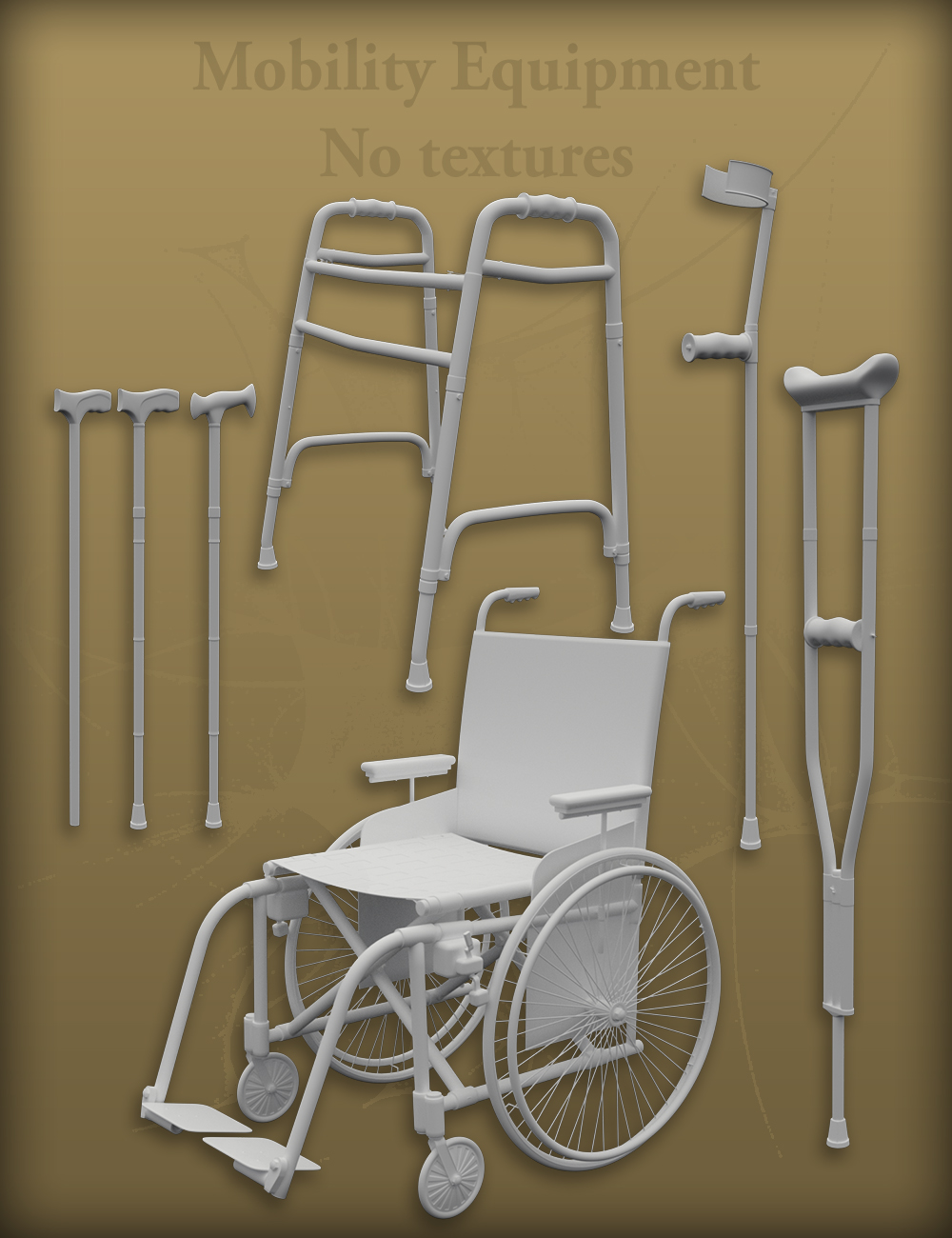 Mobility Equipment for Genesis 2, 3 and 8 Males(s) and Female(s) by: MikeD, 3D Models by Daz 3D