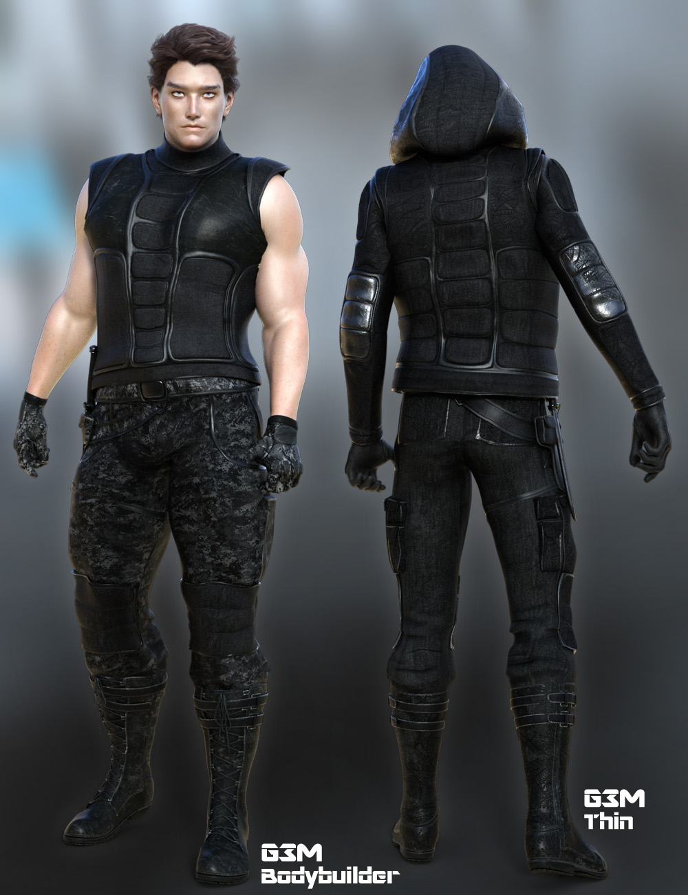 Obsidian Warrior Outfit for Genesis 3 Male(s) and Female(s) by: ArkiShox-Design, 3D Models by Daz 3D