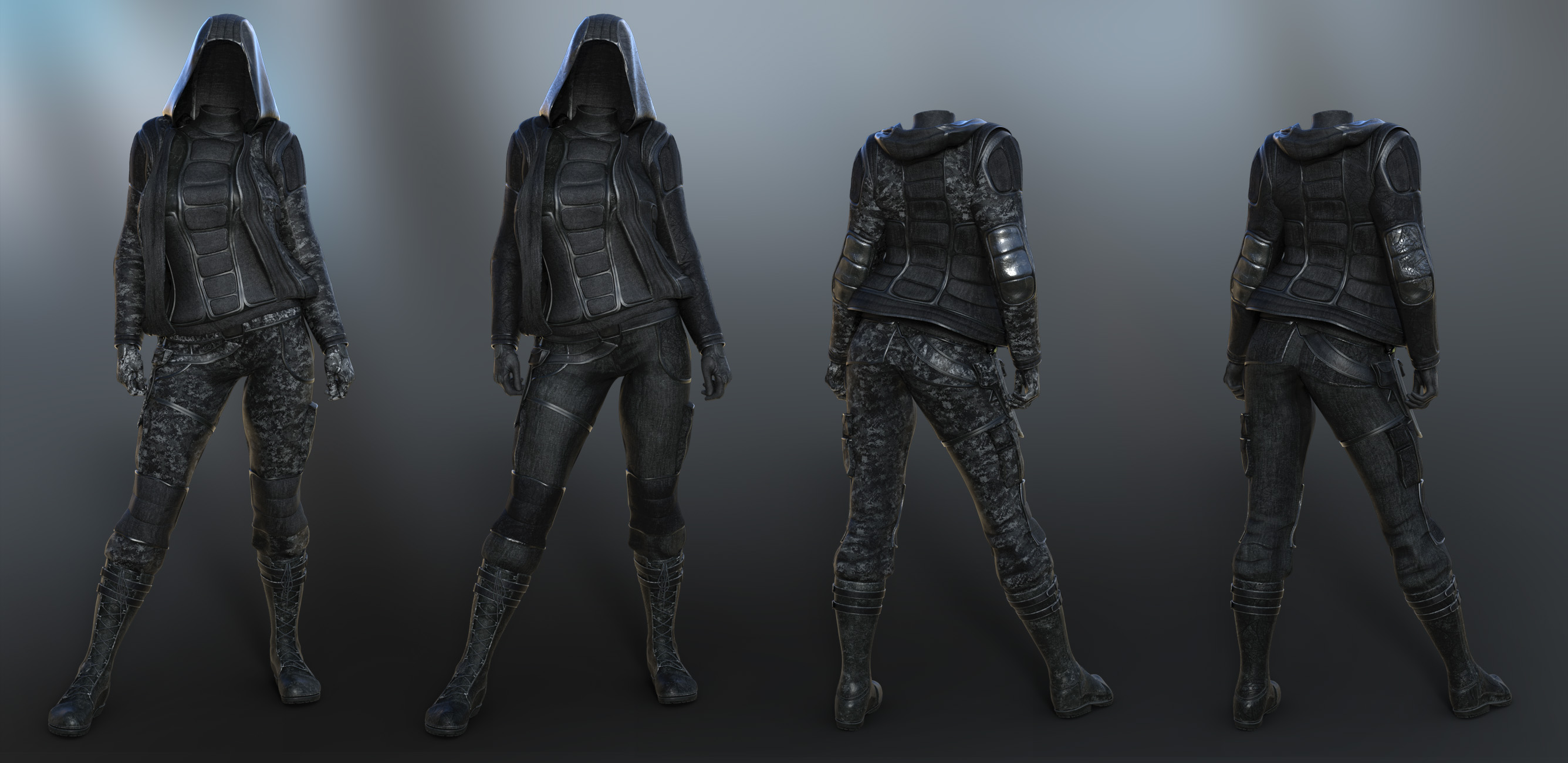 Obsidian Warrior Outfit for Genesis 3 Male(s) and Female(s) by: ArkiShox-Design, 3D Models by Daz 3D