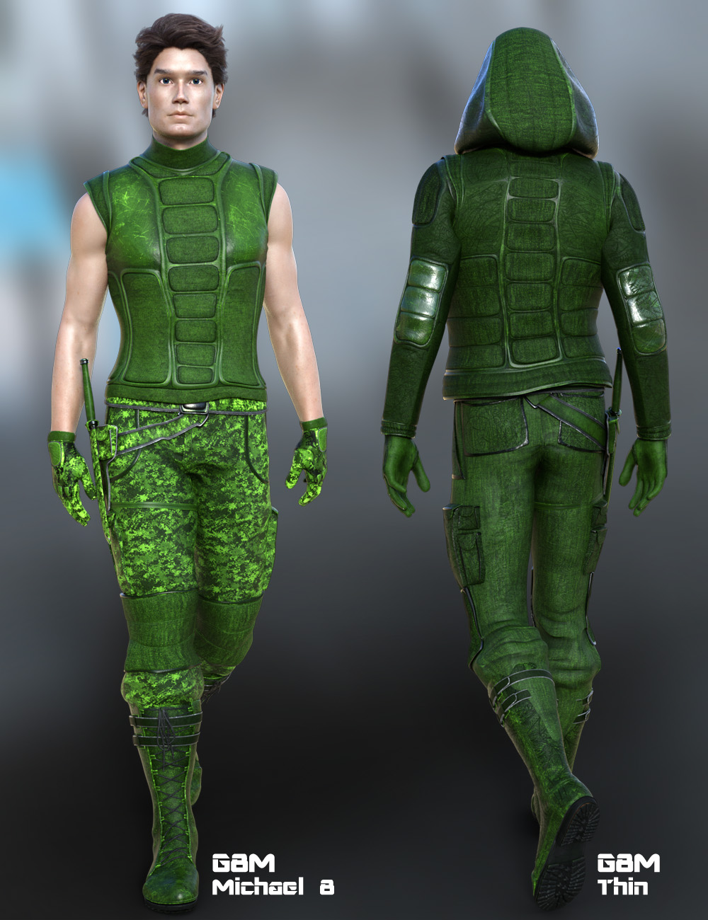 Obsidian Warrior Outfit for Genesis 8 Male(s) and Female(s) by: ArkiShox-Design, 3D Models by Daz 3D