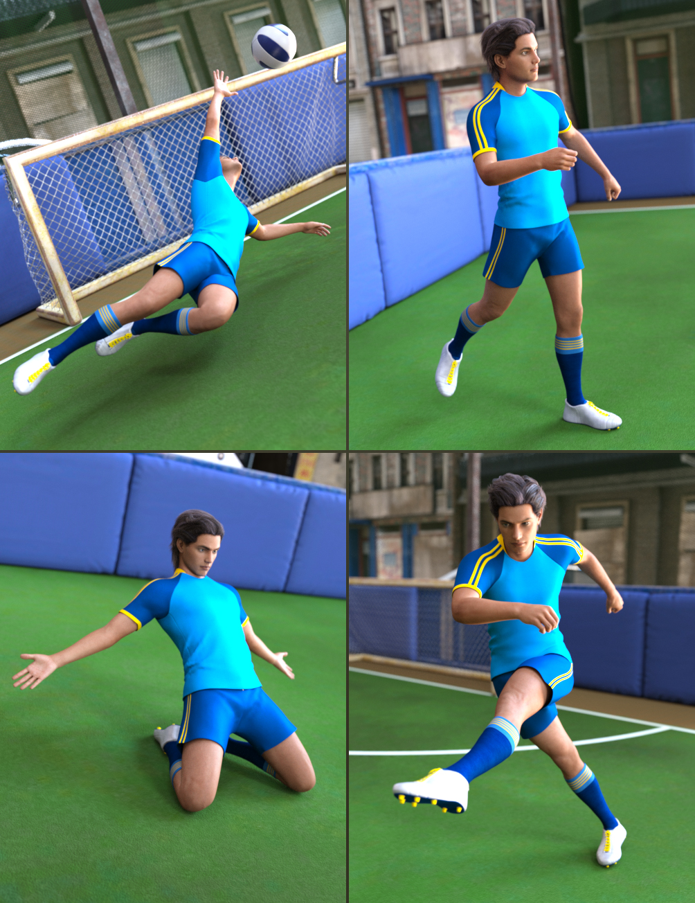 Football Poses for Genesis 3 Male by: Predatron, 3D Models by Daz 3D