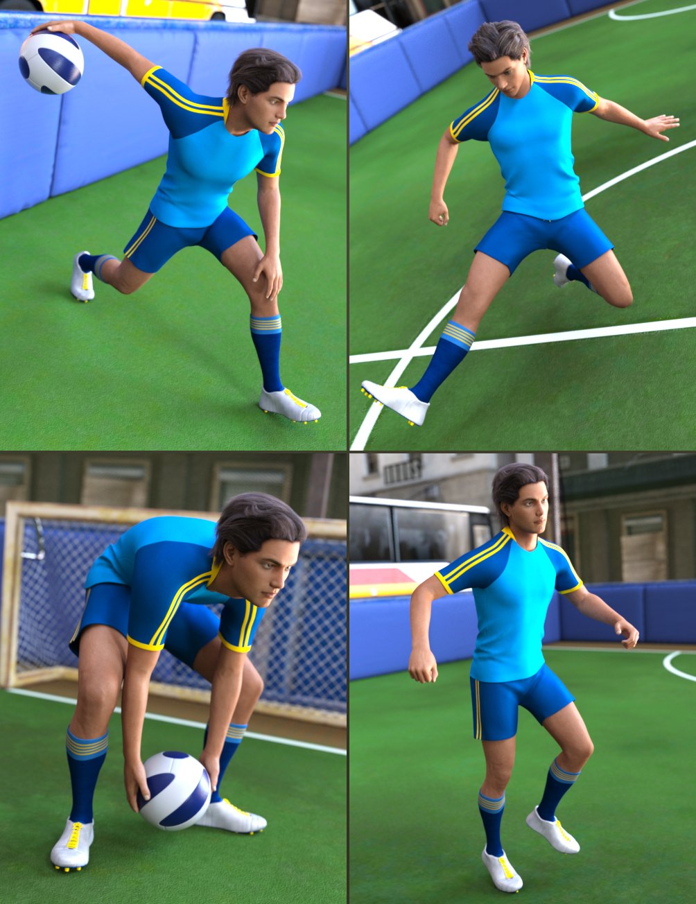 Football Poses for Genesis 3 Male by: Predatron, 3D Models by Daz 3D